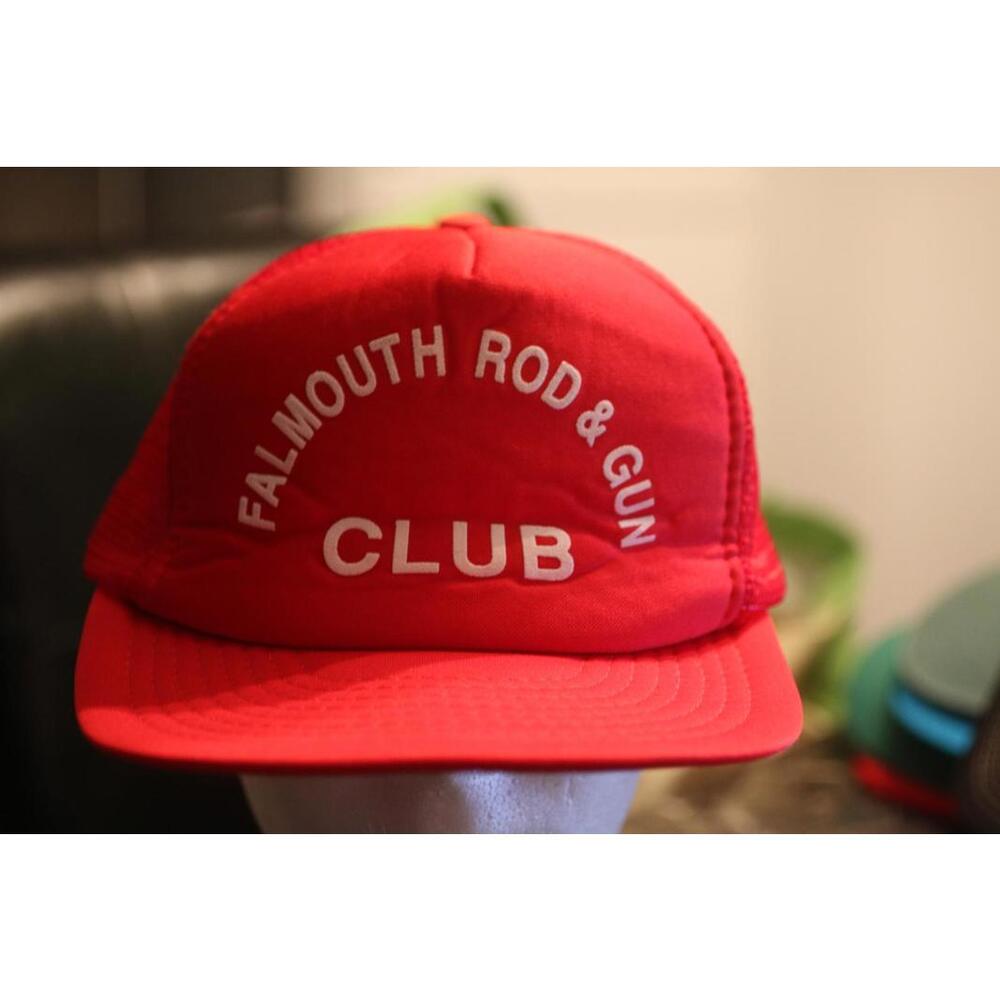 Falmouth Rod & Gun Club Red Trucker Hat Snapback Vintage Shooting Fishing